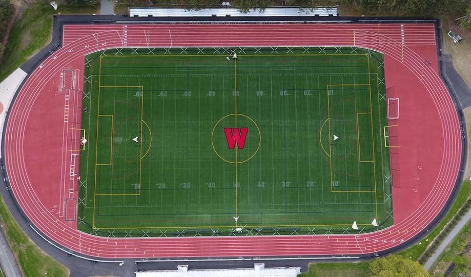 Aerial view of Hunnewell Track and Field